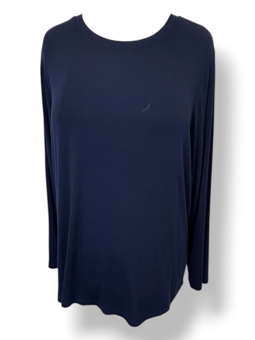 Magaschoni Women’s Plus Long-Sleeve Crewneck Sweater Lightweight Soft Navy 1X